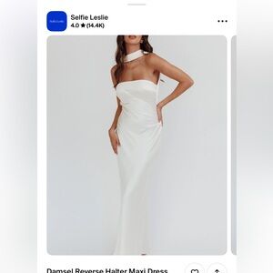 White Satin Dress Scarf Neck